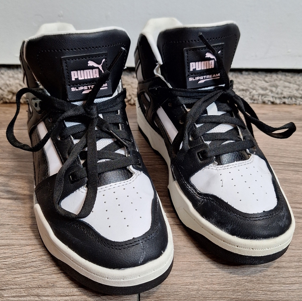 Puma Slipstream Hi Runway Pink Logo High Top Black, White Sz 7